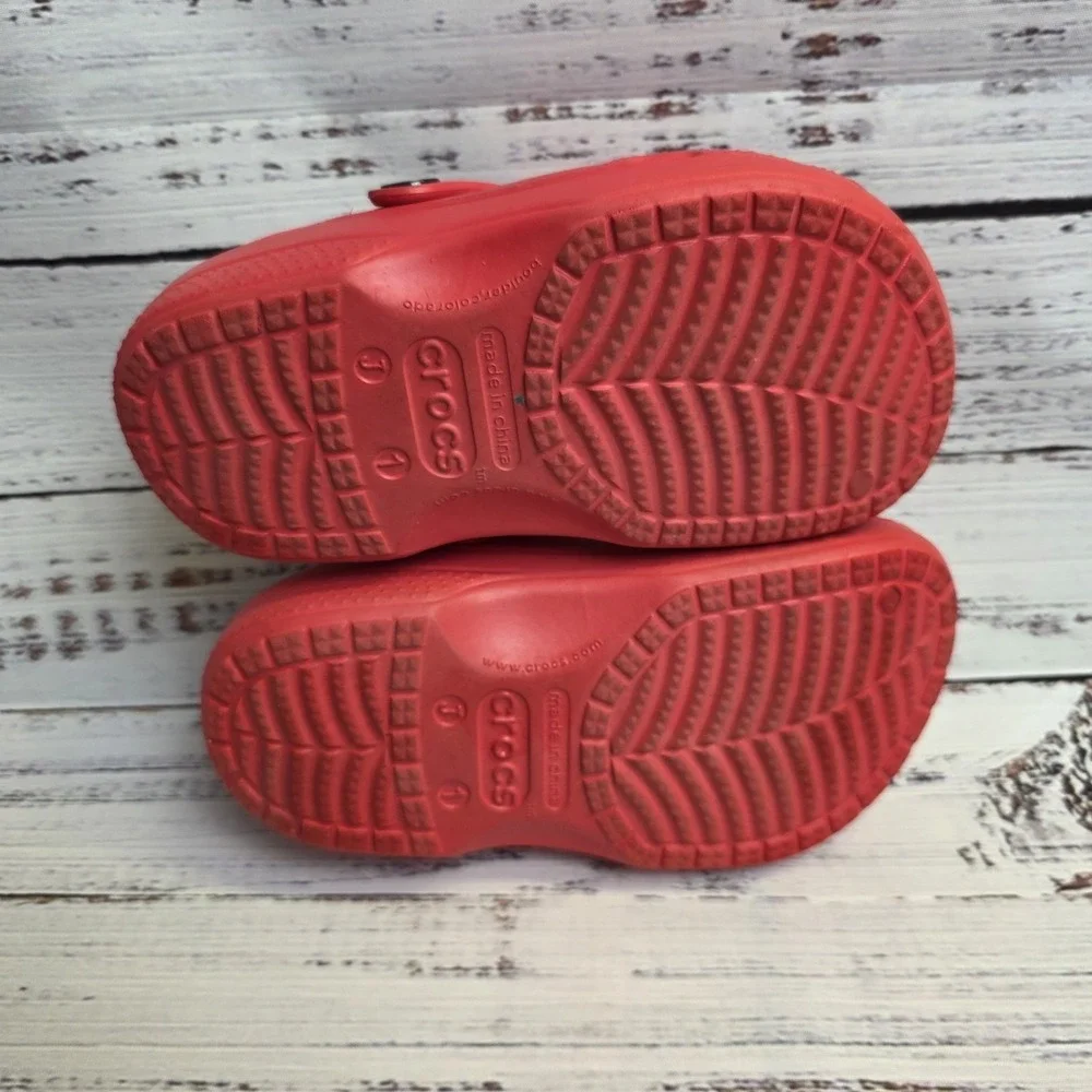Crocs Juniors‎ Size 1 Red Elmo Face Slip On Plush Lined Clog Shoes Sesame Street
